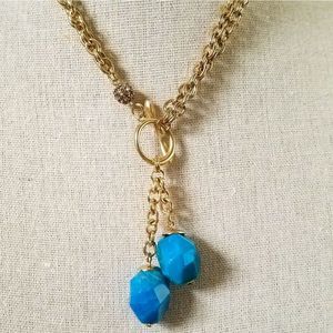 Blue agate dangle toggle necklace